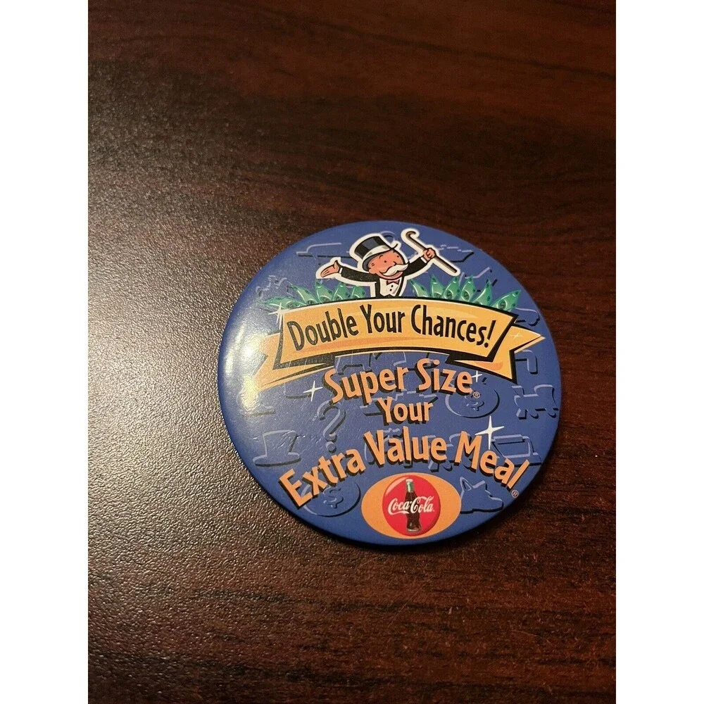 McDonald’s Coca-Cola Monopoly “Double Your Chances” Employee‎ Button Pin
